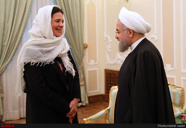 دیدار رئیس جمهور با کریستین دوفرین رئیس مجلس سنای بلژیک