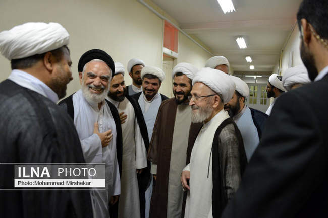 دیدار آیت الله عاملی مدیر حوزه علمیه خراسان با آیت الله سبحانی از مرا