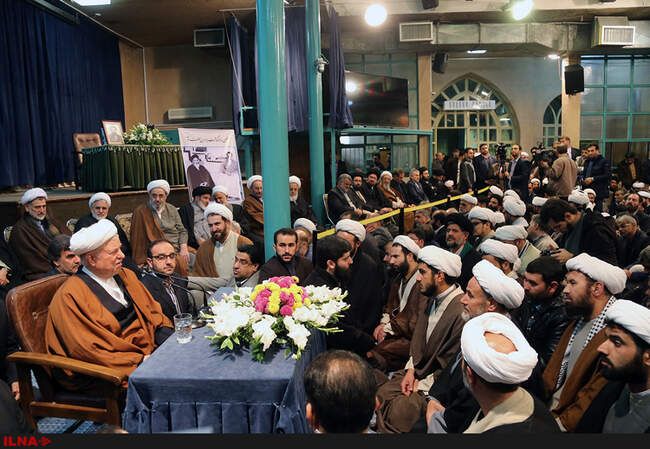حضور آیت‌الله هاشمی رفسنجانی در مراسم چهلمین روز رحلت آیت الله موسوی اردبیلی 