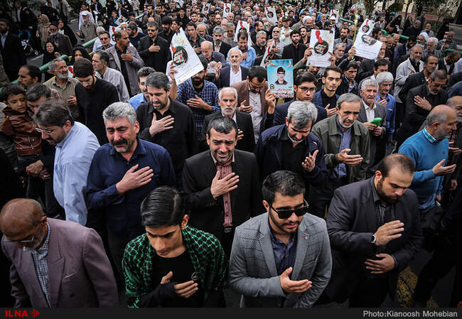 مراسم تشییع پیکر ۵۴ شهید دفاع مقدس ناجا از مقابل دانشگاه تهران