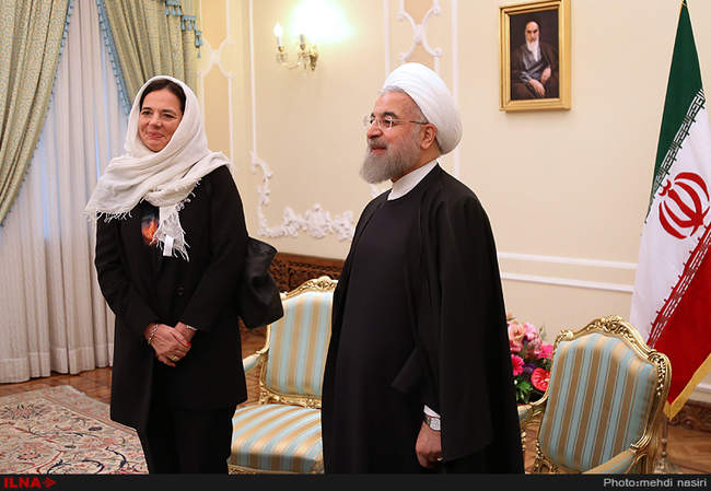 دیدار رئیس جمهور با کریستین دوفرین رئیس مجلس سنای بلژیک