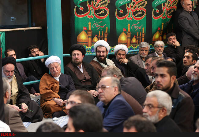 حضور آیت‌الله هاشمی رفسنجانی در مراسم عزاداری هیأت ایثارگران در حسینیه جماران
