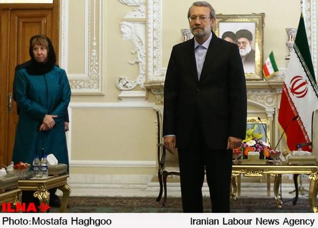 دیدار کاترین اشتون و علی لاریجانی