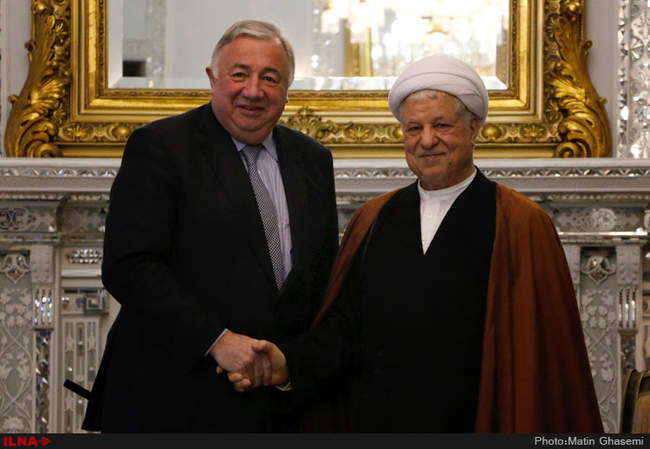 دیدار ژرار لارشه رئیس مجلس سنای فرانسه با آیت الله هاشمی رفسنجانی رئ