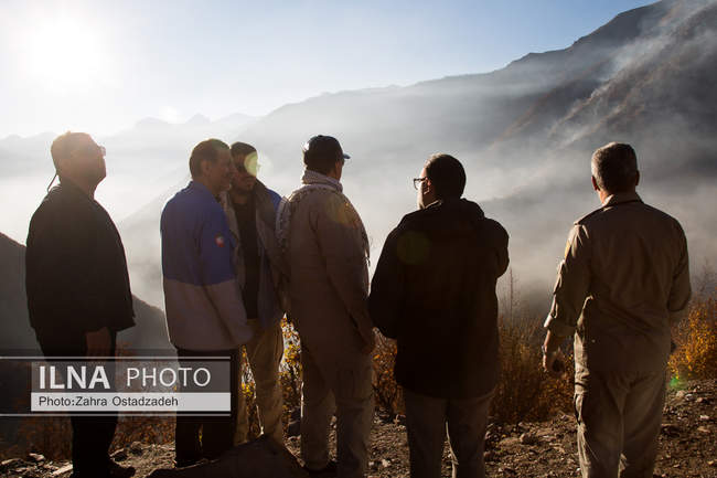 عملیات مهار آتش‌سوزی مناطق کوهستانی روستاهای دلیر و الیت