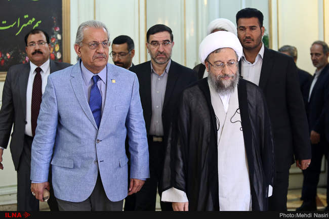 دیدار رییس قوه قضاییه با رضا ربانی رییس مجلس سنای پاکستان