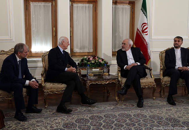 دیدار نماینده ویژه دبیرکل سازمان ملل در امور سوریه با محمد جواد ظریف