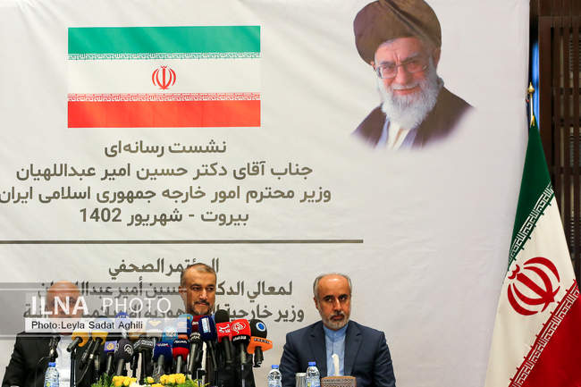 نشست خبری وزیر امور خارجه ایران در جمع رسانه‌های لبنانی ایرانی و بین