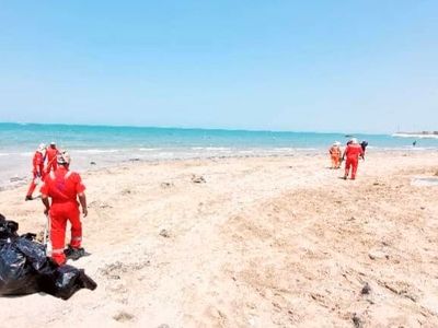 ساحل بندر بوشهر از لکه‌های نفتی پاک‌سازی شد