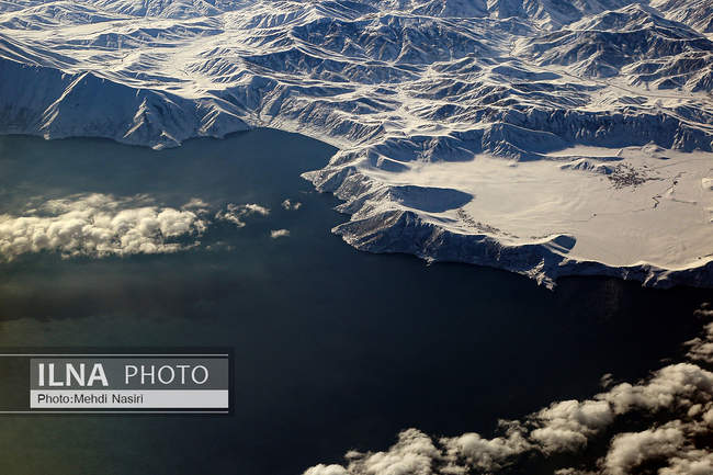 Aerial images of the snowy mountains on the border of Iran and Türkiye