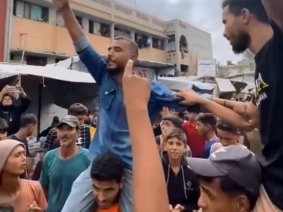 خوشحالی مردم خان‌یونس از توافق آتش‌بس با شعارحمایت از مقاومت + فیلم