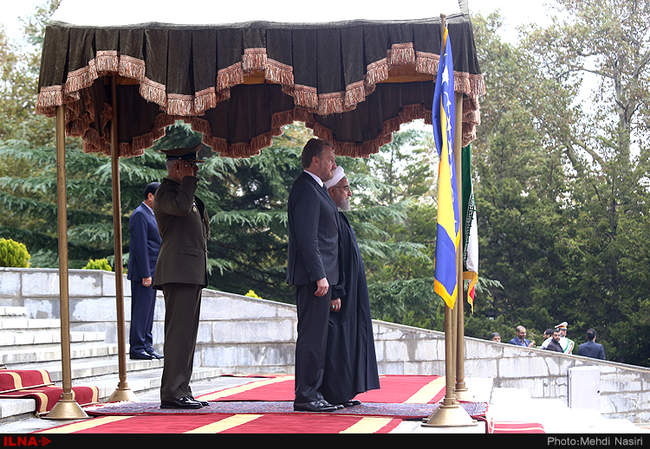  استقبال رسمی روحانی از رییس شورای ریاست جمهوری بوسنی و هرزگوین