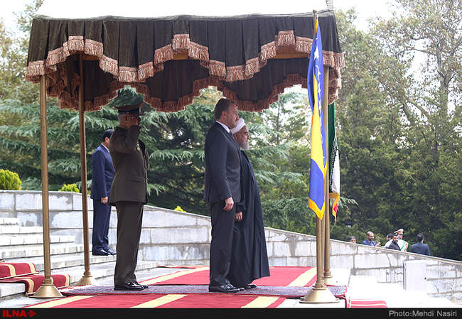 استقبال رسمی روحانی از رییس شورای ریاست جمهوری بوسنی و هرزگوین
