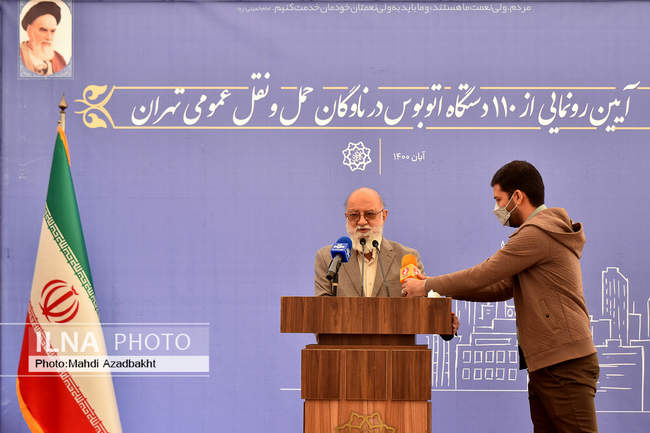 آیین رونمایی از ۱۱۰ دستگاه اتوبوس در ناوگان حمل و نقل عمومی تهران