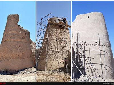 اتمام مرحله اول مرمت برج و باروی شهر بسطام و سبک سازی بام مسجد ایلخانی