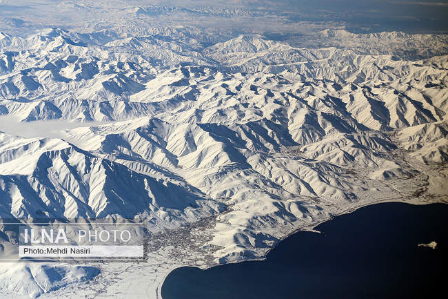 Aerial images of the snowy mountains on the border of Iran and Türkiye