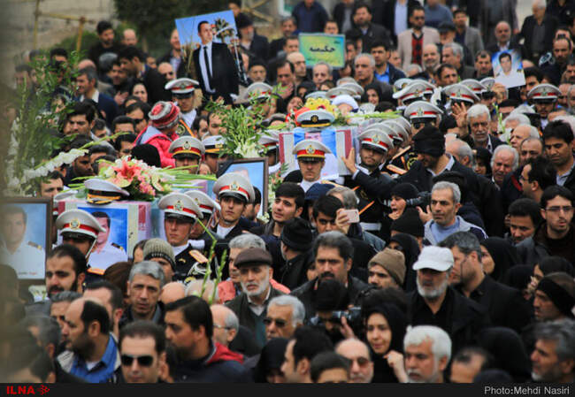 تشییع پیکر سه تن از شهدای کشتی سانچی  در مصلای تهران