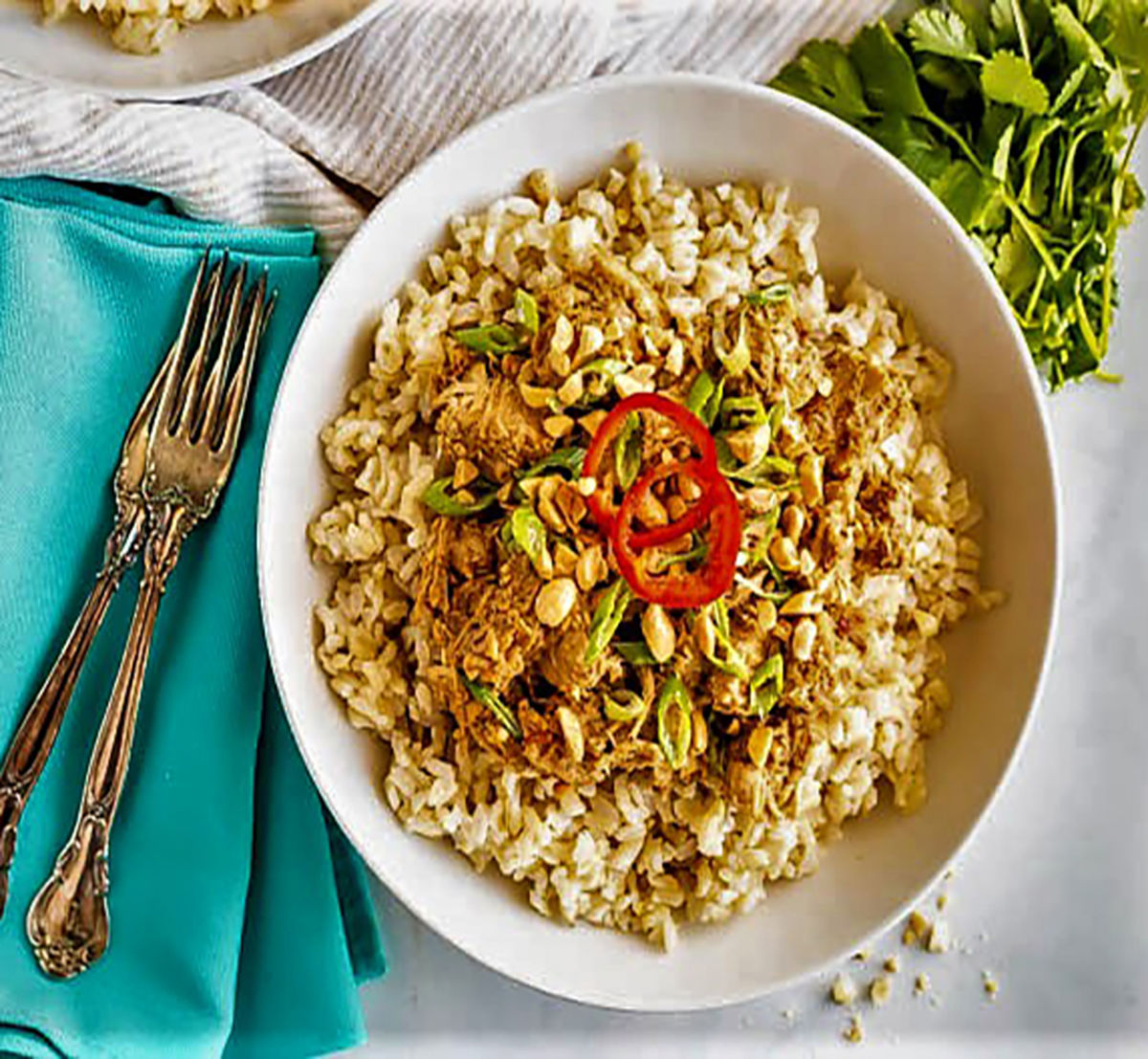 طرز تهیه پلو پیازچه با مرغ