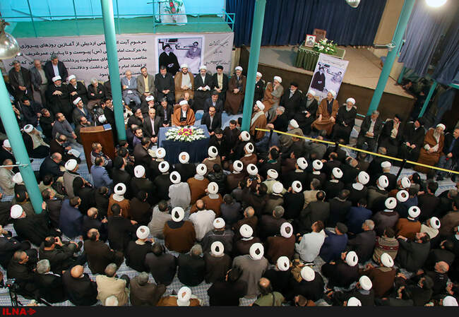 حضور آیت‌الله هاشمی رفسنجانی در مراسم چهلمین روز رحلت آیت الله موسوی اردبیلی 