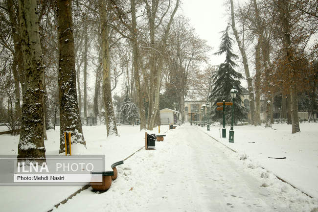 مجموعه فرهنگی-تاریخی نیاوران در یک روز برفی