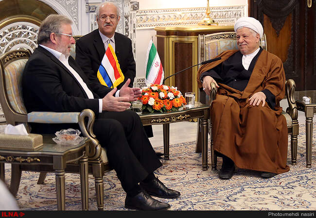 دیدار آیت الله هاشمی رفسنجانی با هارس دی پارتلئو رئیس مجلس لوکزامبورگ