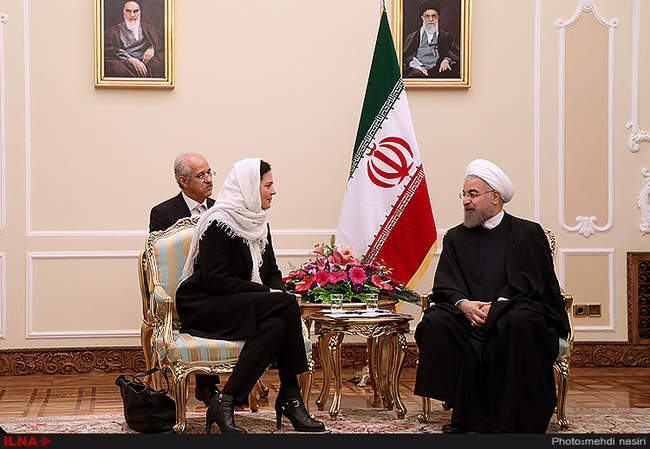 دیدار رئیس جمهور با کریستین دوفرین رئیس مجلس سنای بلژیک