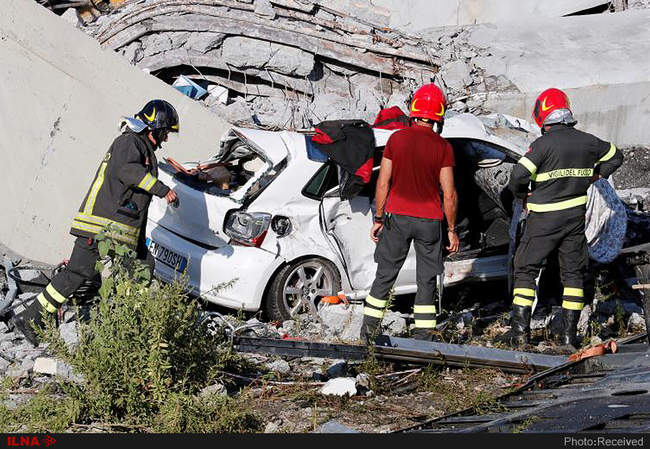 سقوط مرگبار پل هوایی در شهر جنوا ایتالیا 