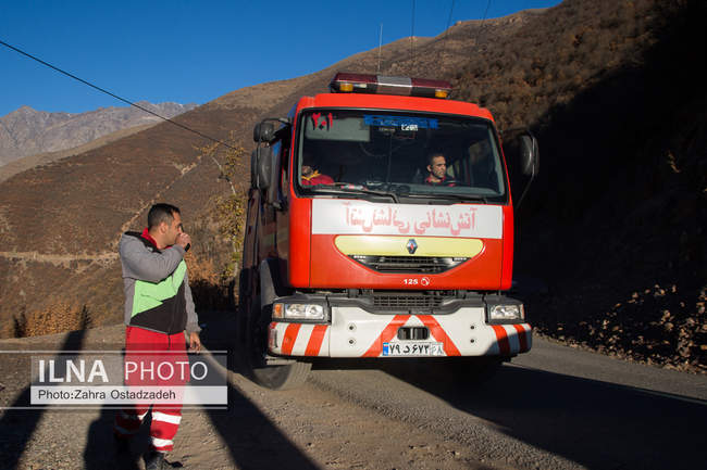عملیات مهار آتش‌سوزی مناطق کوهستانی روستاهای دلیر و الیت