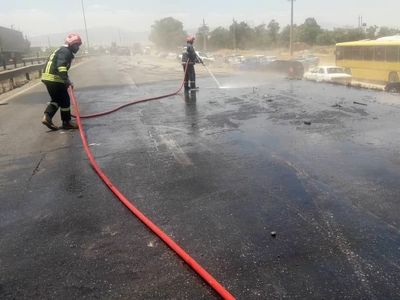 واژگونی خودرو حمل سوخت در مسیر کرمانشاه ماهیدشت