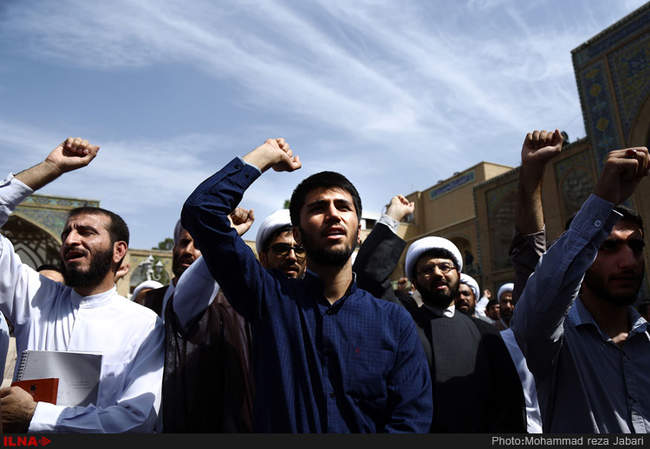  تجمع روحانیون و طلاب حوزه علمیه قم در اعتراض به حادثه منا