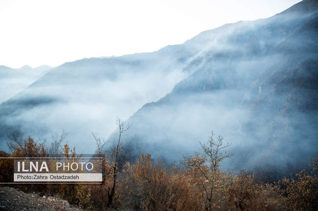 عملیات مهار آتش‌سوزی مناطق کوهستانی روستاهای دلیر و الیت