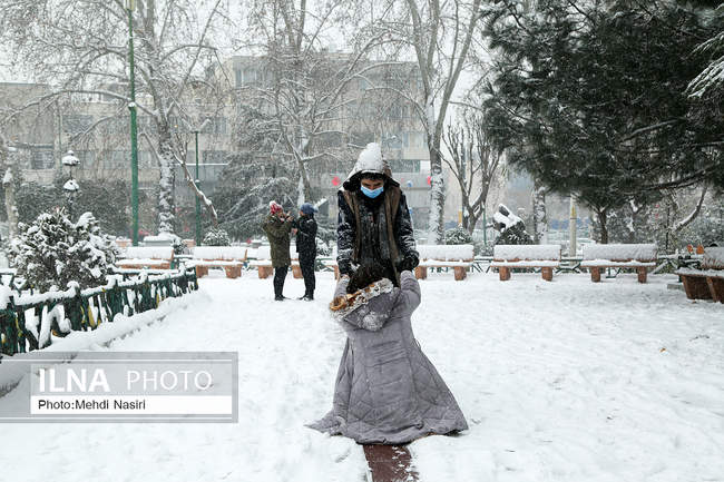 پارک ملت در یک روز برفی
