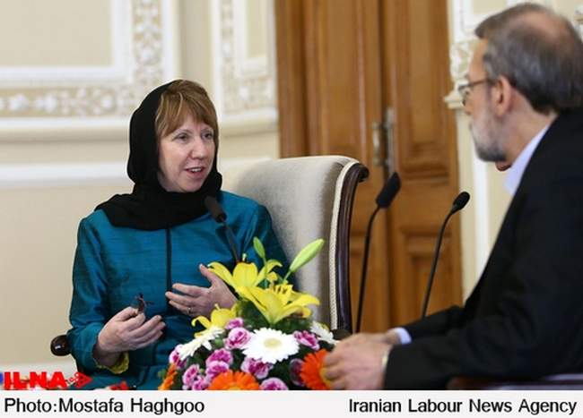 دیدار کاترین اشتون و علی لاریجانی