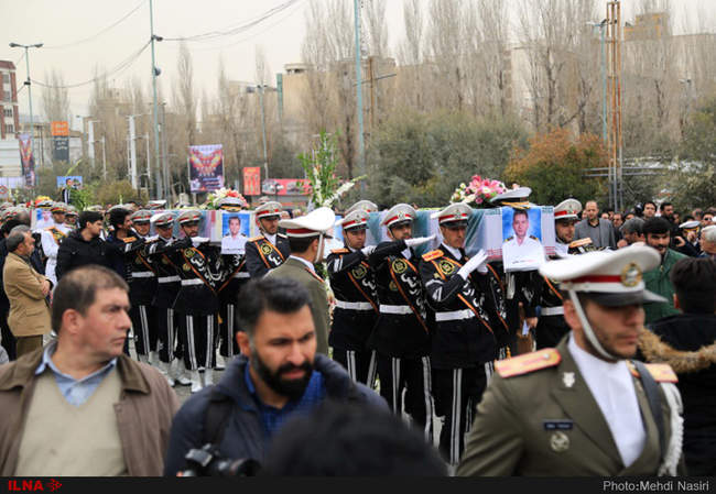 تشییع پیکر سه تن از شهدای کشتی سانچی  در مصلای تهران