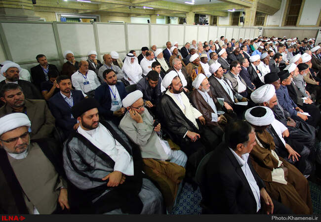 دیدار اعضای مجمع جهانی اهل بیت علیهم‌السلام و اتحادیه‌ی رادیو و تلویزیون‌های اسلامی با رهبر انقلاب