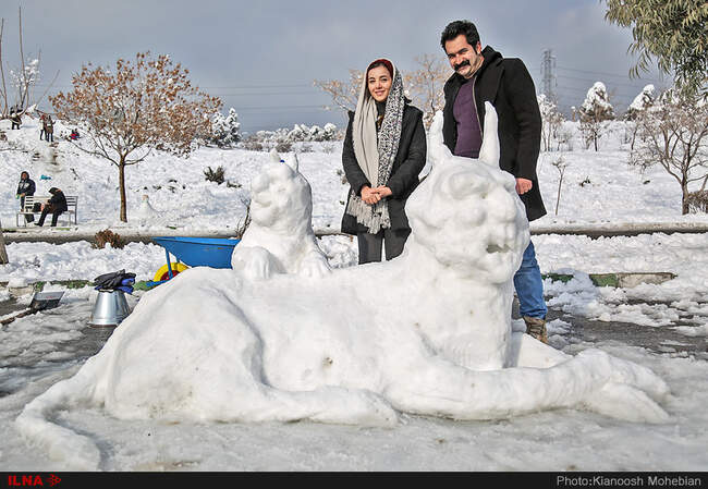 تصاویر جشنواره ساخت مجسمه‌های برفی در تهران 