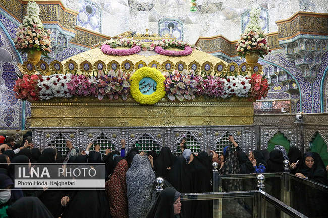 گل‌آرایی ضریح حضرت معصومه(س) 